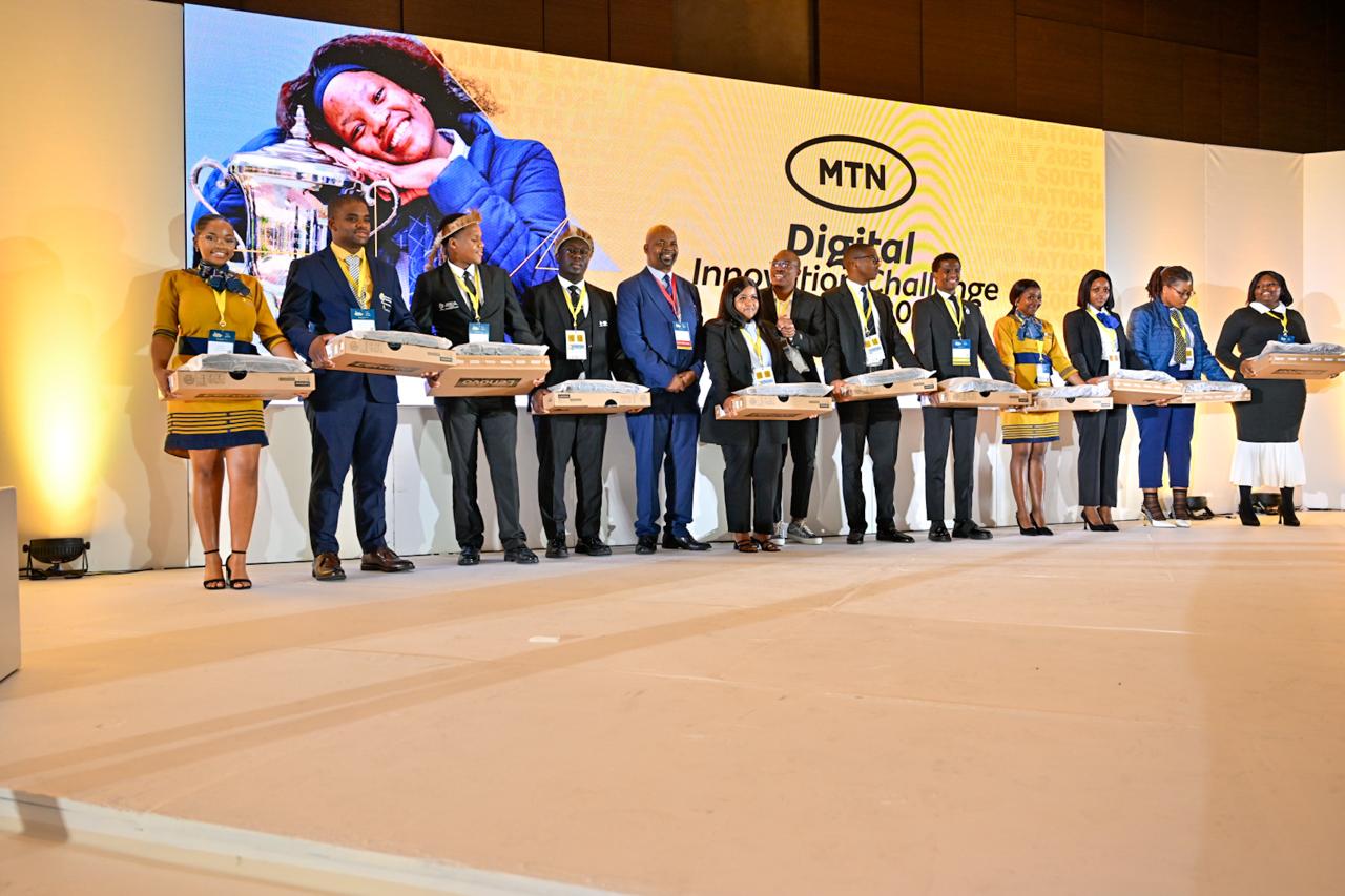 Finalists of the MTN Digital Innovation Challenge on stage at the Enactus South Africa National Expo 2025.